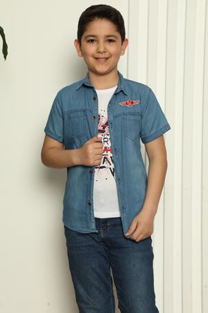 İçi T-shirt Erkek Çocuk Kot Gömlek