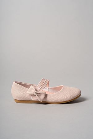 Çatal Baretli Fiyonklu Pudra Star Kız Bebe Ayakkabı