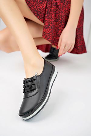 Aymer Ortopedik Pedli Siyah Ayakkabı