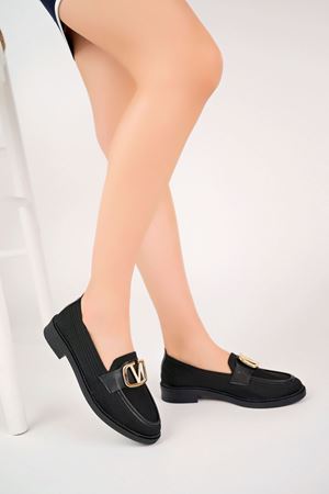 Dolgu Topuk Siyah Kadın Ayakkabı