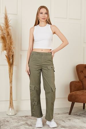 Beli Lastikli Cepli Kadın Pantolon