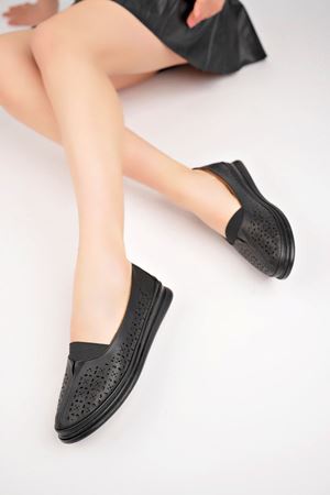 Dolgu Topuk Ortopedik Siyah Ayakkabı