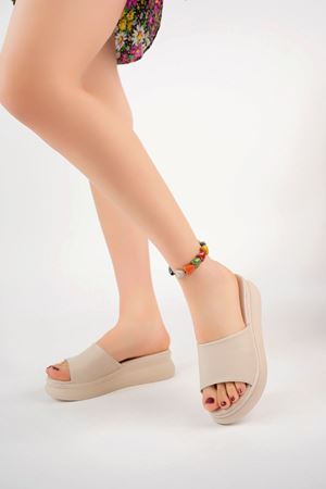 Dolgu Topuk Krem Terlik