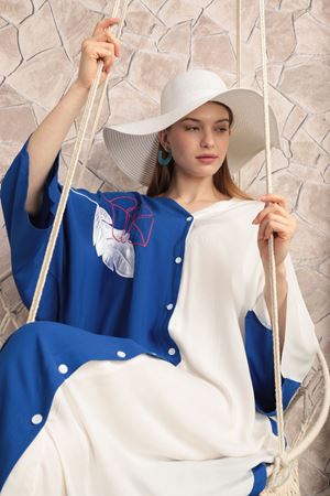 İki Renk Kadın Elbise