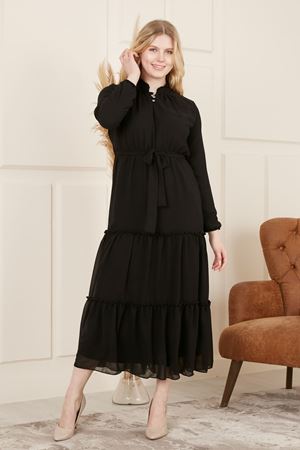 Beli Kuşaklı Şifon Kadın Elbise