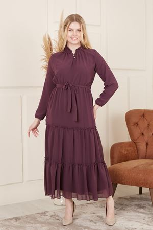 Beli Kuşaklı Şifon Kadın Elbise