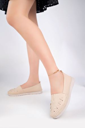 Dolgu Topuk Ortopedik Krem Ayakkabı