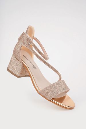 Topuklu Biyesi Taşlı Bakır Kız Çocuk Ayakkabı