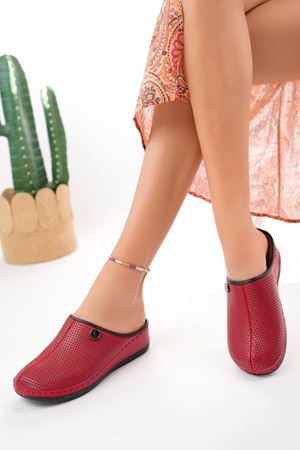 Ortopedik Ped Burnu Kapalı Kırmızı Terlik