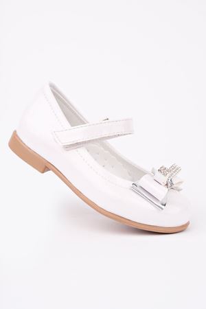 Beyaz Rugan Kız Bebe Ayakkabı