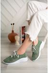 Örgülü Bağcıklı Yeşil Spor Ayakkabı